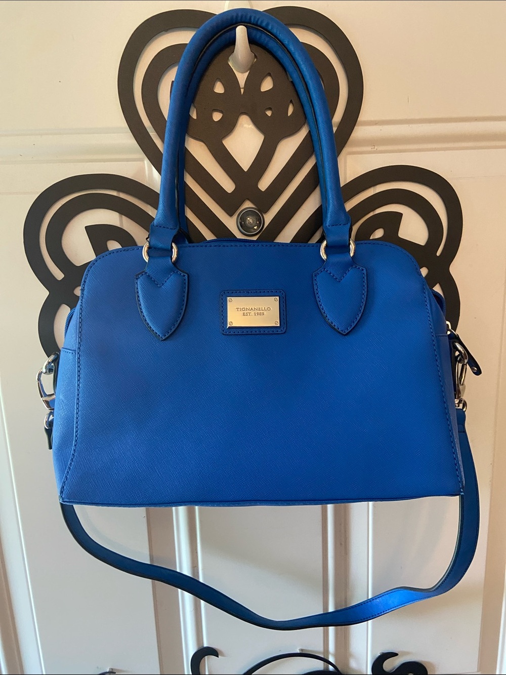 Tignanello Saffiano Satchel in Bright Blue